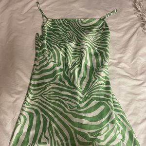 Green zebra mini dress with small slit